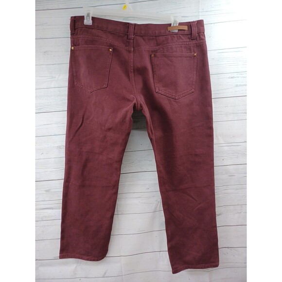 New York Premiun Label Mens Denim Jeans Studded Burgundy Red Sz 40x27 - Picture 4 of 8